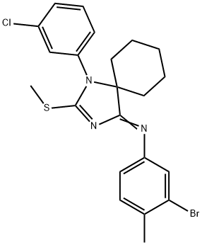 N-(3-bromo-4-methylphenyl)-N-[1-(3-chlorophenyl)-2-(methylsulfanyl)-1,3-diazaspiro[4.5]dec-2-en-4-ylidene]amine Struktur