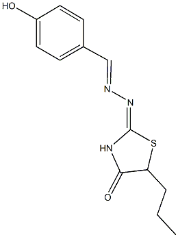 4-hydroxybenzaldehyde (4-oxo-5-propyl-1,3-thiazolidin-2-ylidene)hydrazone Struktur