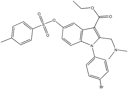 ethyl 1-(4-bromophenyl)-2-[(dimethylamino)methyl]-5-{[(4-methylphenyl)sulfonyl]oxy}-1H-indole-3-carboxylate Struktur