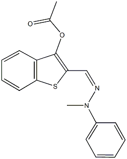 2-(2-methylbenzohydrazonoyl)-1-benzothien-3-yl acetate Struktur