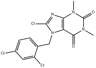 8-chloro-7-(2,4-dichlorobenzyl)-1,3-dimethyl-3,7-dihydro-1H-purine-2,6-dione Struktur