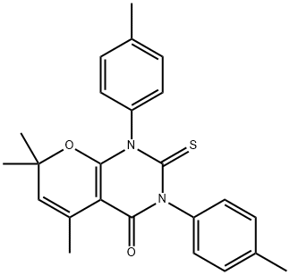 5,7,7-trimethyl-1,3-bis(4-methylphenyl)-2-thioxo-1,2,3,7-tetrahydro-4H-pyrano[2,3-d]pyrimidin-4-one Struktur