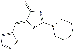 2-(1-piperidinyl)-5-(2-thienylmethylene)-1,3-thiazol-4(5H)-one Struktur