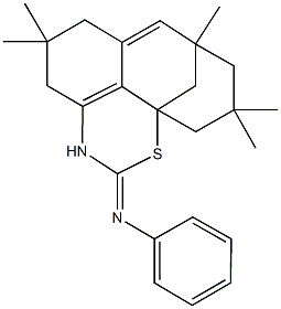 N-[7,7,11,13,13-pentamethyl-2-thia-4-azatetracyclo[7.5.1.1~1,11~.0~5,15~]hexadeca-5(15),9-dien-3-ylidene]-N-phenylamine Struktur