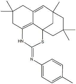 N-(4-methylphenyl)-N-[7,7,11,13,13-pentamethyl-2-thia-4-azatetracyclo[7.5.1.1~1,11~.0~5,15~]hexadeca-5(15),9-dien-3-ylidene]amine Struktur