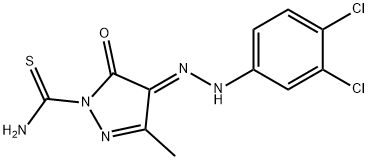 4-[(3,4-dichlorophenyl)hydrazono]-3-methyl-5-oxo-4,5-dihydro-1H-pyrazole-1-carbothioamide Struktur