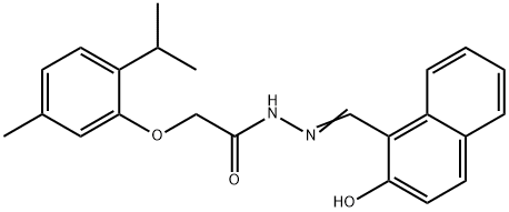 N'-[(2-hydroxy-1-naphthyl)methylene]-2-(2-isopropyl-5-methylphenoxy)acetohydrazide Struktur