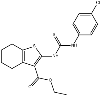 N-(4-chlorophenyl)-N'-[3-(ethoxycarbonyl)-4,5,6,7-tetrahydro-1-benzothien-2-yl]carbamimidothioic acid Struktur