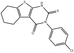 3-(4-chlorophenyl)-2-sulfanyl-5,6,7,8-tetrahydro[1]benzothieno[2,3-d]pyrimidin-4(3H)-one Struktur