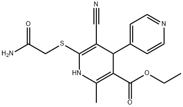 ethyl 6-[(2-amino-2-oxoethyl)sulfanyl]-5-cyano-2-methyl-1,4-dihydro-4,4'-bipyridine-3-carboxylate Struktur