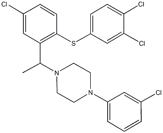 4-chloro-2-{1-[4-(3-chlorophenyl)-1-piperazinyl]ethyl}phenyl 3,4-dichlorophenyl sulfide Struktur