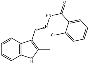 2-chloro-N'-[(2-methyl-1H-indol-3-yl)methylene]benzohydrazide Struktur