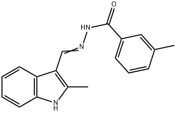 3-methyl-N'-[(2-methyl-1H-indol-3-yl)methylene]benzohydrazide Struktur