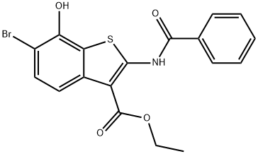 ethyl 2-(benzoylamino)-6-bromo-7-hydroxy-1-benzothiophene-3-carboxylate Struktur