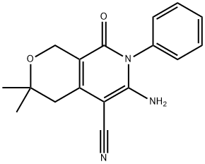 6-amino-3,3-dimethyl-8-oxo-7-phenyl-3,4,7,8-tetrahydro-1H-pyrano[3,4-c]pyridine-5-carbonitrile Struktur