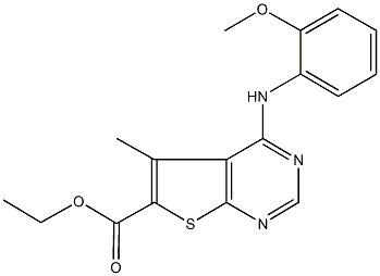 ethyl 4-(2-methoxyanilino)-5-methylthieno[2,3-d]pyrimidine-6-carboxylate Struktur