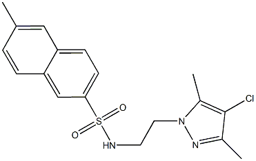 N-[2-(4-chloro-3,5-dimethyl-1H-pyrazol-1-yl)ethyl]-6-methyl-2-naphthalenesulfonamide Struktur