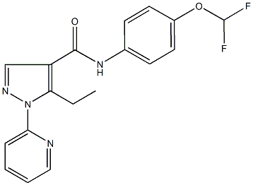 N-[4-(difluoromethoxy)phenyl]-5-ethyl-1-(2-pyridinyl)-1H-pyrazole-4-carboxamide Struktur