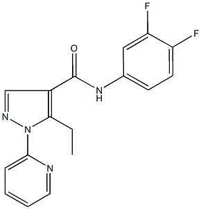 N-(3,4-difluorophenyl)-5-ethyl-1-(2-pyridinyl)-1H-pyrazole-4-carboxamide Struktur