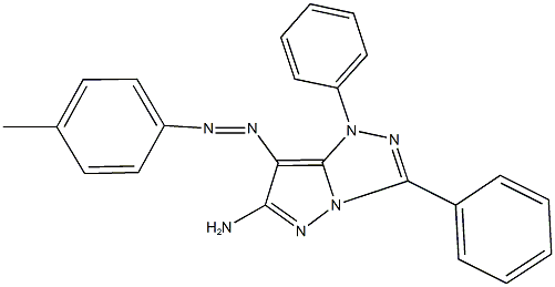 7-[(4-methylphenyl)diazenyl]-1,3-diphenyl-1H-pyrazolo[5,1-c][1,2,4]triazol-6-amine Struktur