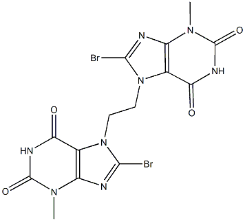 8-bromo-7-[2-(8-bromo-3-methyl-2,6-dioxo-1,2,3,6-tetrahydro-7H-purin-7-yl)ethyl]-3-methyl-3,7-dihydro-1H-purine-2,6-dione Struktur