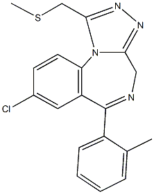 [8-chloro-6-(2-methylphenyl)-4H-[1,2,4]triazolo[4,3-a][1,4]benzodiazepin-1-yl]methyl methyl sulfide Struktur