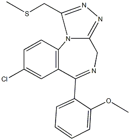 2-{8-chloro-1-[(methylsulfanyl)methyl]-4H-[1,2,4]triazolo[4,3-a][1,4]benzodiazepin-6-yl}phenyl methyl ether Struktur