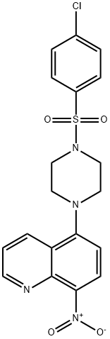 5-{4-[(4-chlorophenyl)sulfonyl]piperazin-1-yl}-8-nitroquinoline Struktur