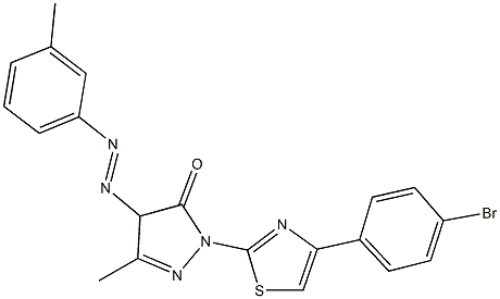 2-[4-(4-bromophenyl)-1,3-thiazol-2-yl]-5-methyl-4-[(3-methylphenyl)diazenyl]-2,4-dihydro-3H-pyrazol-3-one Struktur