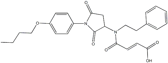 4-[[1-(4-butoxyphenyl)-2,5-dioxo-3-pyrrolidinyl](2-phenylethyl)amino]-4-oxo-2-butenoic acid Struktur