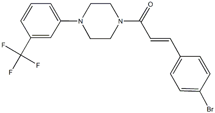 1-[3-(4-bromophenyl)acryloyl]-4-[3-(trifluoromethyl)phenyl]piperazine Struktur