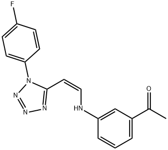 1-[3-({2-[1-(4-fluorophenyl)-1H-tetraazol-5-yl]vinyl}amino)phenyl]ethanone Struktur