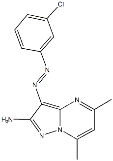 3-[(3-chlorophenyl)diazenyl]-5,7-dimethylpyrazolo[1,5-a]pyrimidin-2-amine Struktur