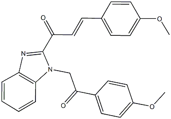 3-(4-methoxyphenyl)-1-{1-[2-(4-methoxyphenyl)-2-oxoethyl]-1H-benzimidazol-2-yl}-2-propen-1-one Struktur