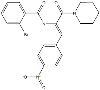 2-bromo-N-[2-{4-nitrophenyl}-1-(1-piperidinylcarbonyl)vinyl]benzamide Struktur