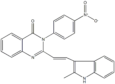 3-{4-nitrophenyl}-2-[2-(2-methyl-1H-indol-3-yl)vinyl]-4(3H)-quinazolinone Struktur