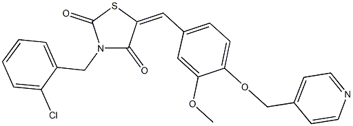 3-(2-chlorobenzyl)-5-[3-methoxy-4-(4-pyridinylmethoxy)benzylidene]-1,3-thiazolidine-2,4-dione Struktur