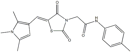 2-{2,4-dioxo-5-[(1,2,5-trimethyl-1H-pyrrol-3-yl)methylene]-1,3-thiazolidin-3-yl}-N-(4-methylphenyl)acetamide Struktur