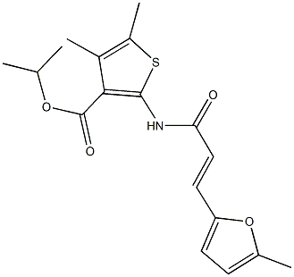 isopropyl 4,5-dimethyl-2-{[3-(5-methyl-2-furyl)acryloyl]amino}-3-thiophenecarboxylate Struktur