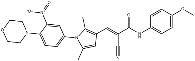 2-cyano-3-{1-[3-nitro-4-(4-morpholinyl)phenyl]-2,5-dimethyl-1H-pyrrol-3-yl}-N-(4-methoxyphenyl)acrylamide Struktur