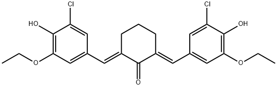 2,6-bis(3-chloro-5-ethoxy-4-hydroxybenzylidene)cyclohexanone Struktur