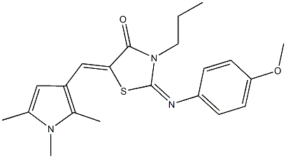 2-[(4-methoxyphenyl)imino]-3-propyl-5-[(1,2,5-trimethyl-1H-pyrrol-3-yl)methylene]-1,3-thiazolidin-4-one Struktur