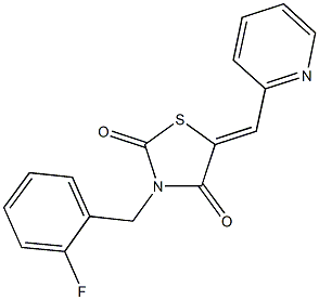 3-(2-fluorobenzyl)-5-(2-pyridinylmethylene)-1,3-thiazolidine-2,4-dione Struktur