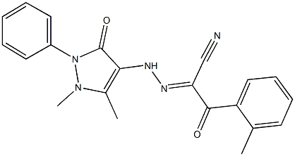 2-[(1,5-dimethyl-3-oxo-2-phenyl-2,3-dihydro-1H-pyrazol-4-yl)hydrazono]-3-(2-methylphenyl)-3-oxopropanenitrile Struktur