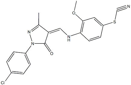 4-({[1-(4-chlorophenyl)-3-methyl-5-oxo-1,5-dihydro-4H-pyrazol-4-ylidene]methyl}amino)-3-methoxybenzenesulfenyl cyanide Struktur