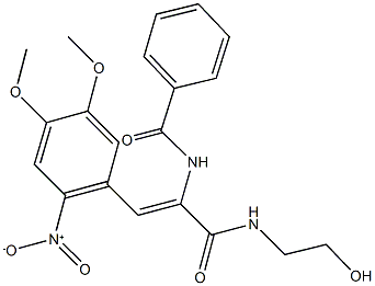 N-(1-{[(2-hydroxyethyl)amino]carbonyl}-2-{2-nitro-4,5-dimethoxyphenyl}vinyl)benzamide Struktur