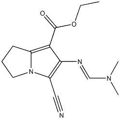 ethyl 5-cyano-6-{[(dimethylamino)methylene]amino}-2,3-dihydro-1H-pyrrolizine-7-carboxylate Struktur