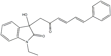 1-ethyl-3-hydroxy-3-(2-oxo-6-phenyl-3,5-hexadienyl)-1,3-dihydro-2H-indol-2-one Struktur