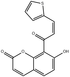 7-hydroxy-8-[3-(2-thienyl)acryloyl]-2H-chromen-2-one Struktur