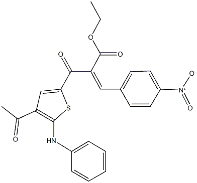 ethyl 2-[(4-acetyl-5-anilino-2-thienyl)carbonyl]-3-{4-nitrophenyl}acrylate Struktur